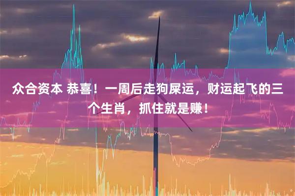 众合资本 恭喜！一周后走狗屎运，财运起飞的三个生肖，抓住就是赚！