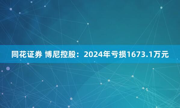 同花证券 博尼控股:2024年亏损1673.1万元